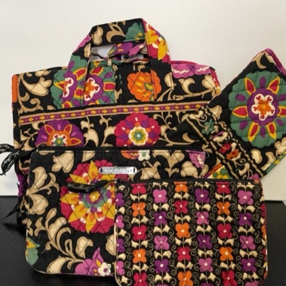 Vera Bradley Travel Collection Hanging, Cosmetic & Flat Iron Bags in Suzani OOP